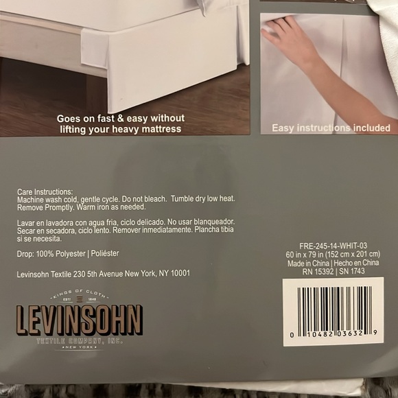 Bed Skirt White Queen Tailored Features split corners Easy to use Wrap around - Picture 2 of 4